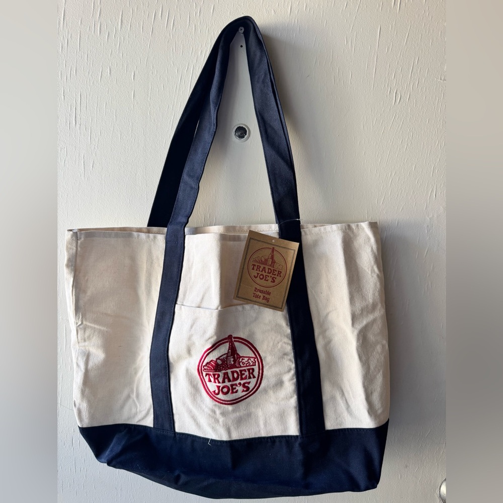 Trader Joe's Canvas Tote Bag in Cream and Black